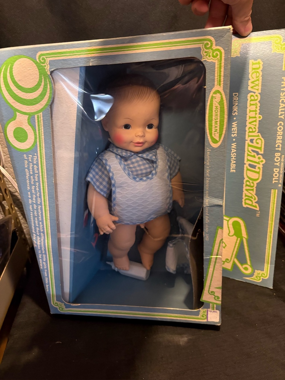 RARE Vintage 1978 Horsman BOY Baby Doll 13" Drinks & Pees Molded Hair w/ Clothes